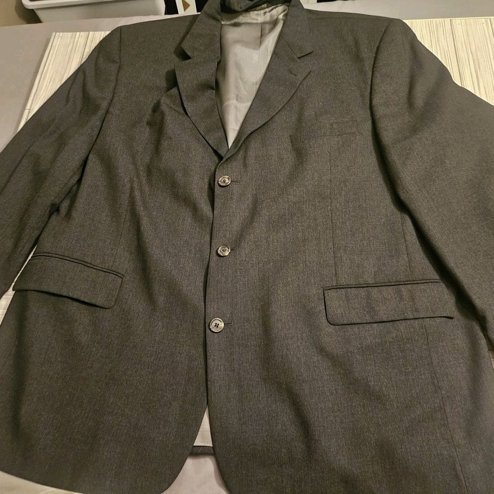 Stafford The Natural Blazer Mens‎ 46R Gray 100% Wool Sport Jacket